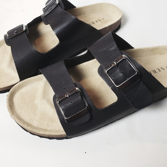 SERRA Black Double Strap/Buckle Slide On Sandals! - Picture 3 of 8